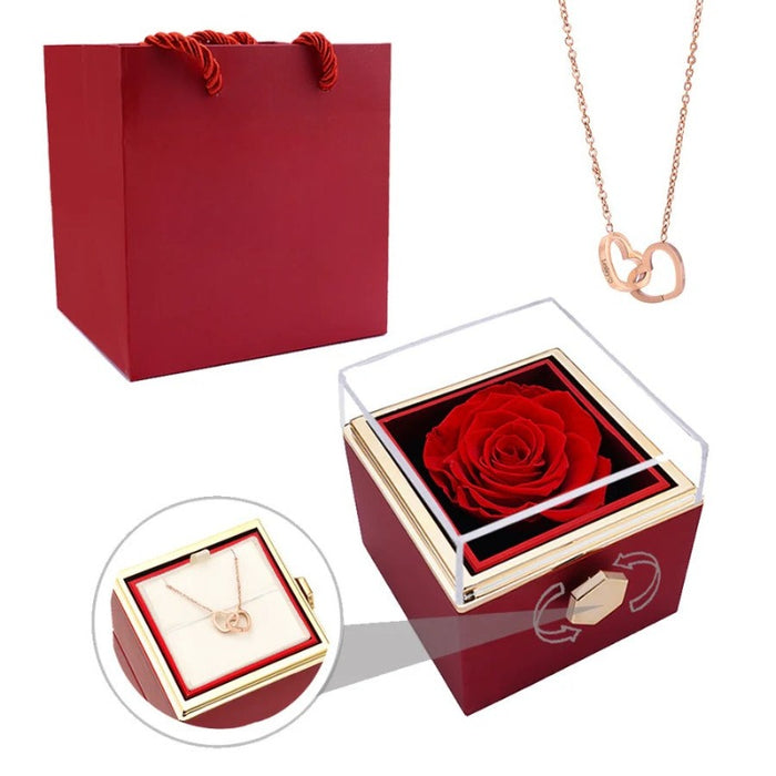 Eternal Rose Box With Custom Engraved Necklaces