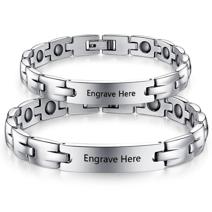 2 Pieces Personalized Engrave Name Bracelets For Couples