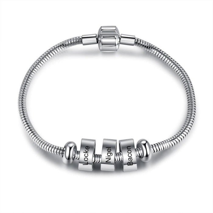 Customized 3 Names Beads Bracelet For Men