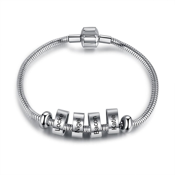Customized 4 Names Beads Bracelet For Men