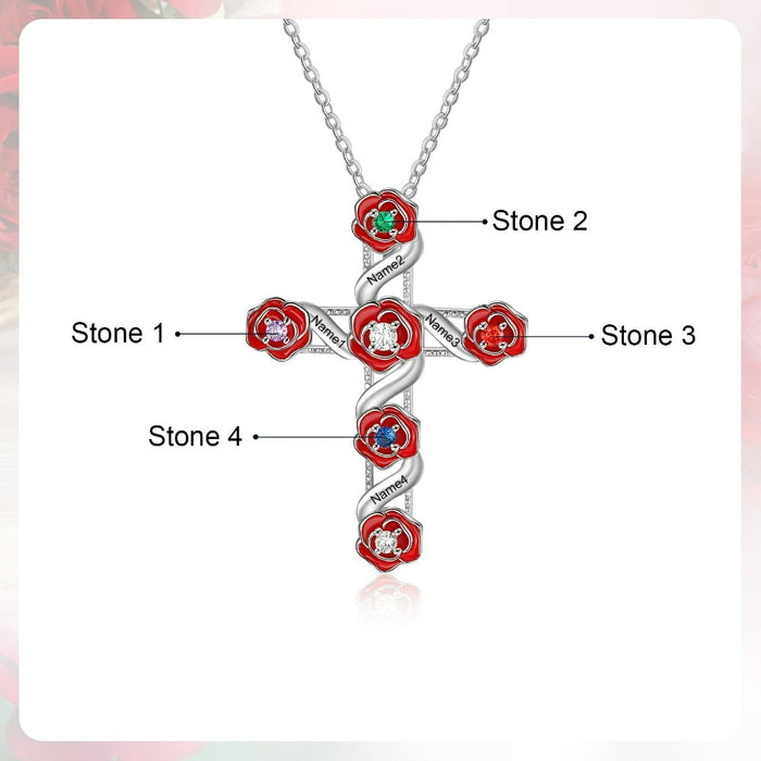 4 Stones Customized Romantic Rose Circle Necklaces
