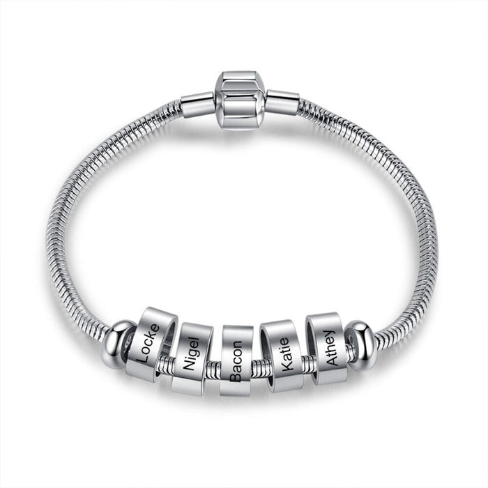 Customized 5 Names Beads Bracelet For Men