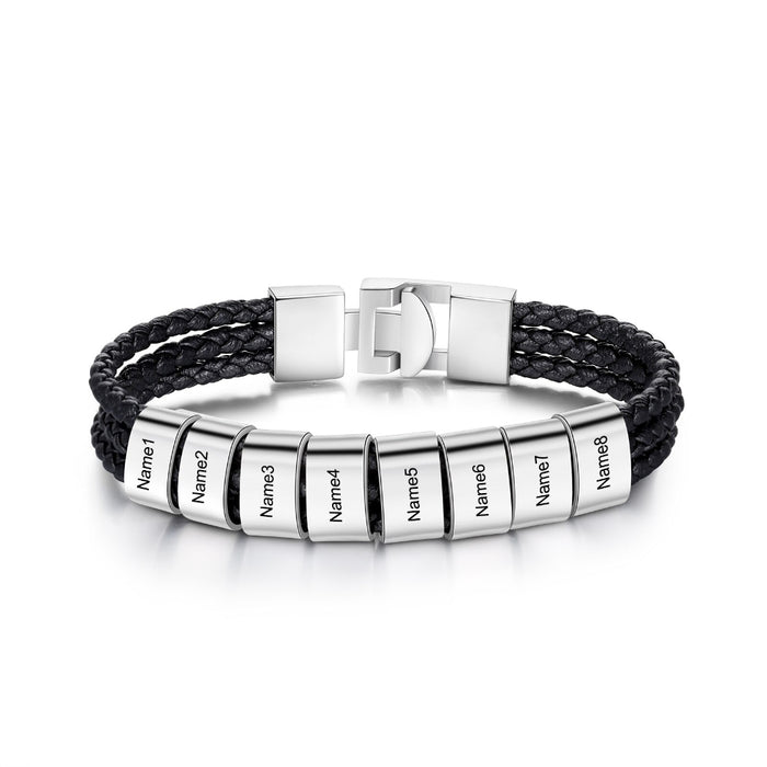 3 Layer Braided Leather Bracelets With 8 Names For Men