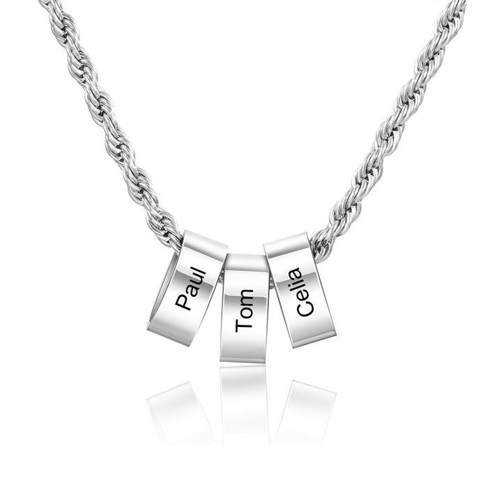 Personalized Engraved 3 Names Necklaces