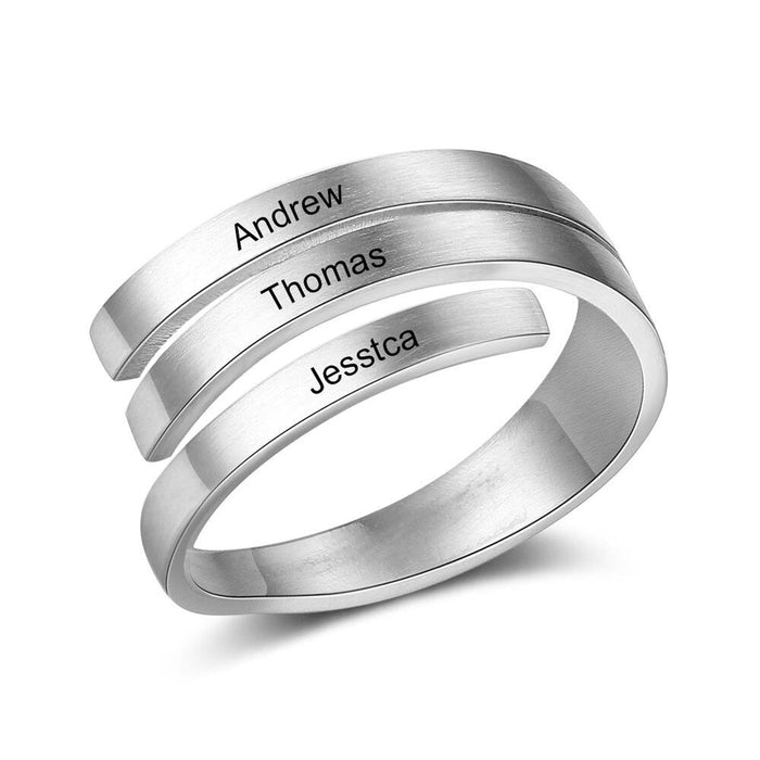 Personalized 3 Names Adjustable Wrap Ring