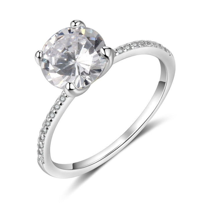 Classic Sterling Silver Ring With Cubic Zirconia