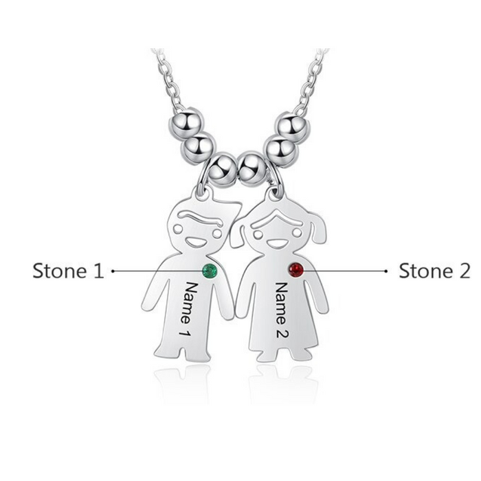2 Names Personalized Engraved Boy And Girl Pendant