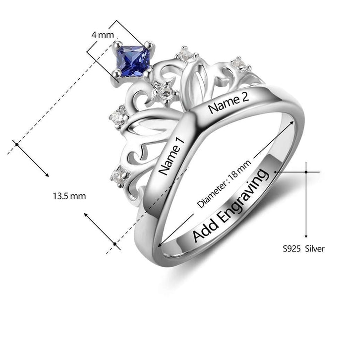 Crown Design Birthstone Ring