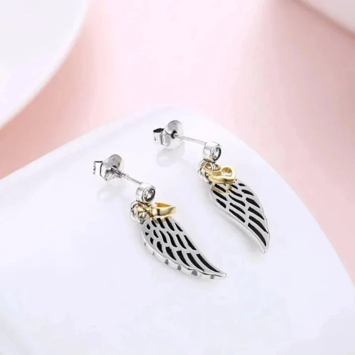 Fashion Wing Hollow Design Heart-Shape Earrings