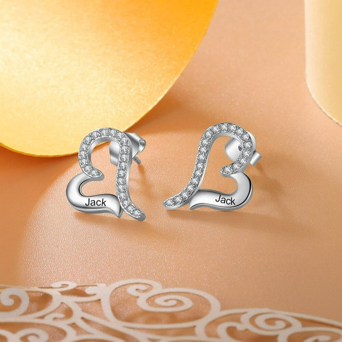 Customized 1 Name Engraved  Zirconia Earrings