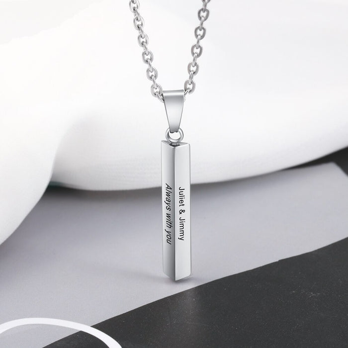 Customized Vertical Bar 2 Names Necklaces For Men