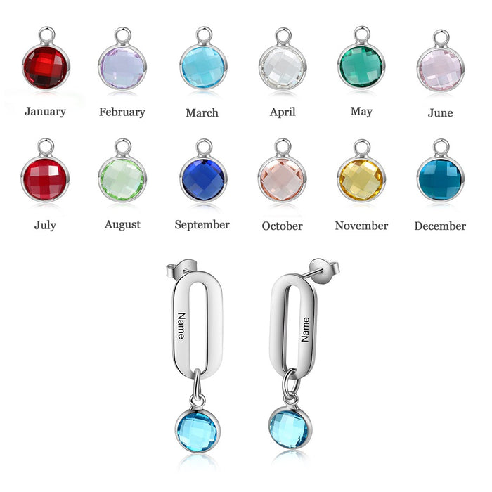 Personalized Engraving 1 Name Heart-Drop Earrings