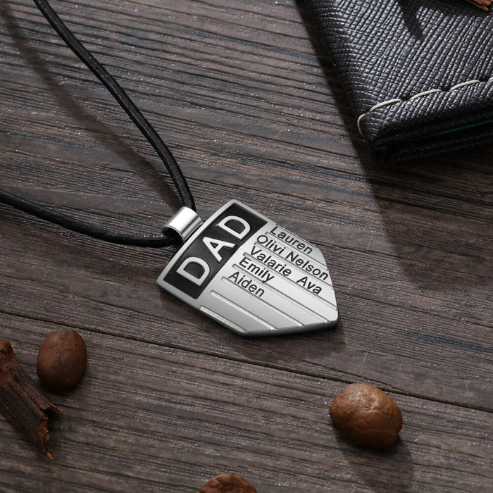 Personalized 5 Name Engraved Necklaces For Dad