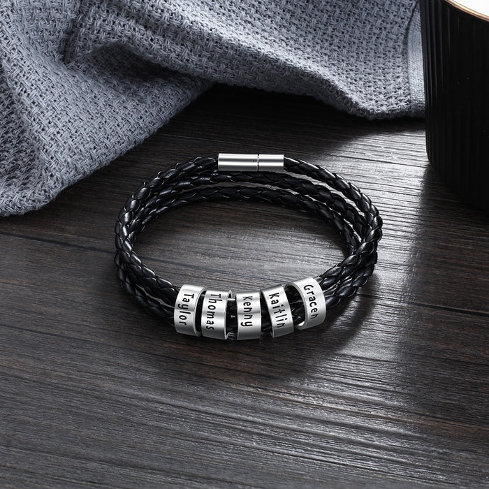 Personalized 5 Names Custom Beads Bracelet For Men