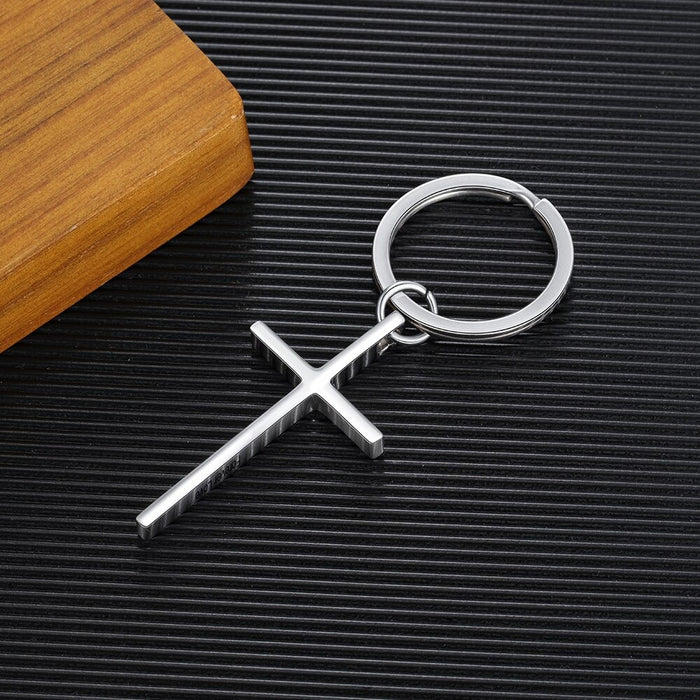 Stainless Steel Cross Keychain With Engraving