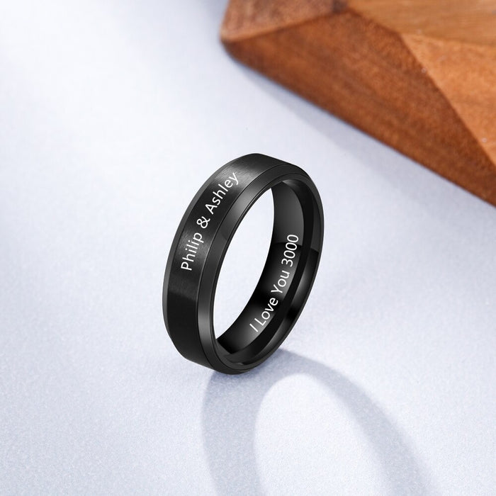 Black Color Stainless Steel Couple Rings