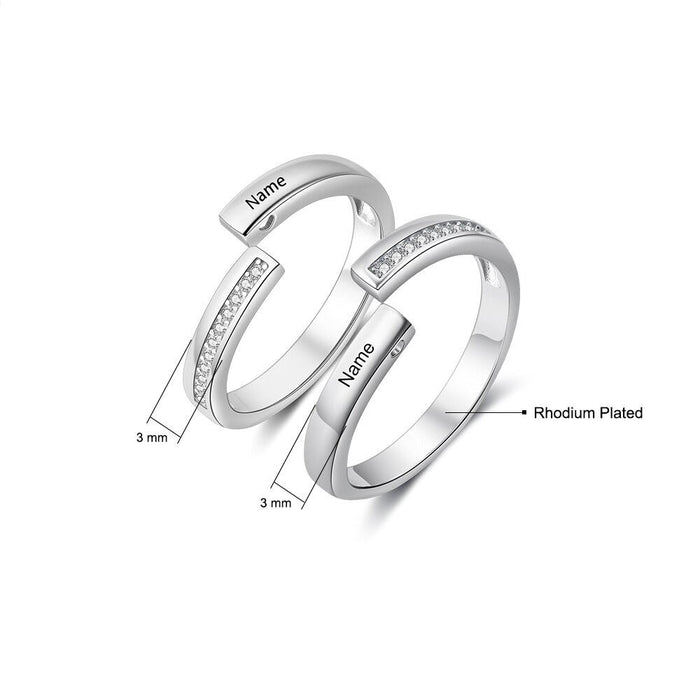 Personalized Paved Adjustable Couple Rings