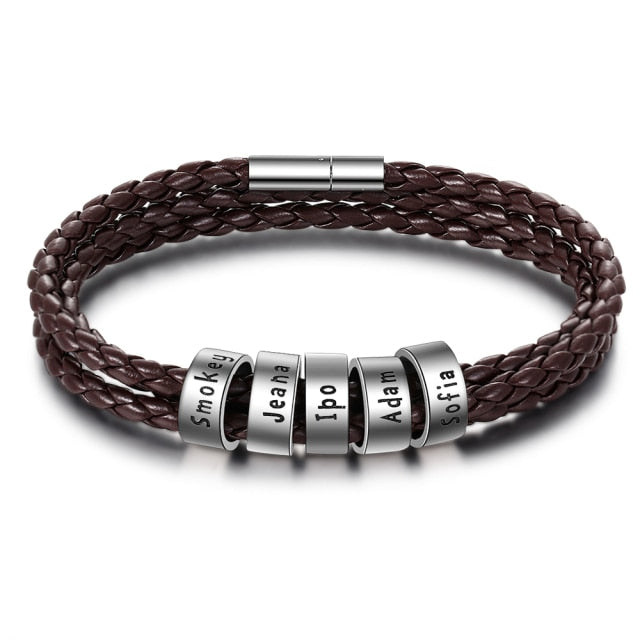 Customized 5 Names Beads Bracelets For Men