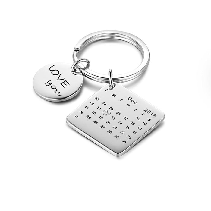 Personalized Customize Name And Date Stainless Steel Key Chains