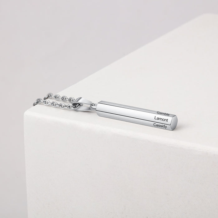 Personalized Stainless Steel Vertical Bar Necklace