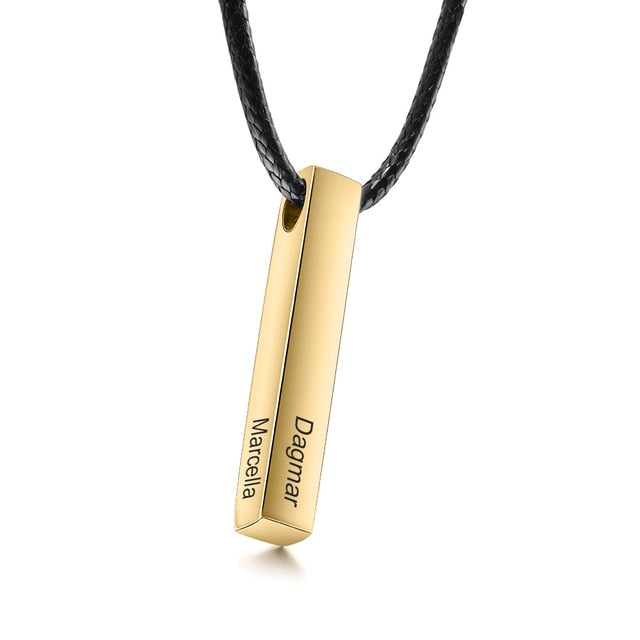 Personalized Stainless Steel Vertical Bar Name Necklace