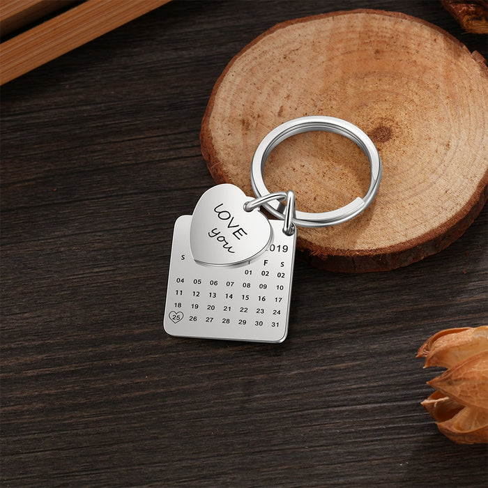 Custom Name And Date Engraved Calendar Keychains