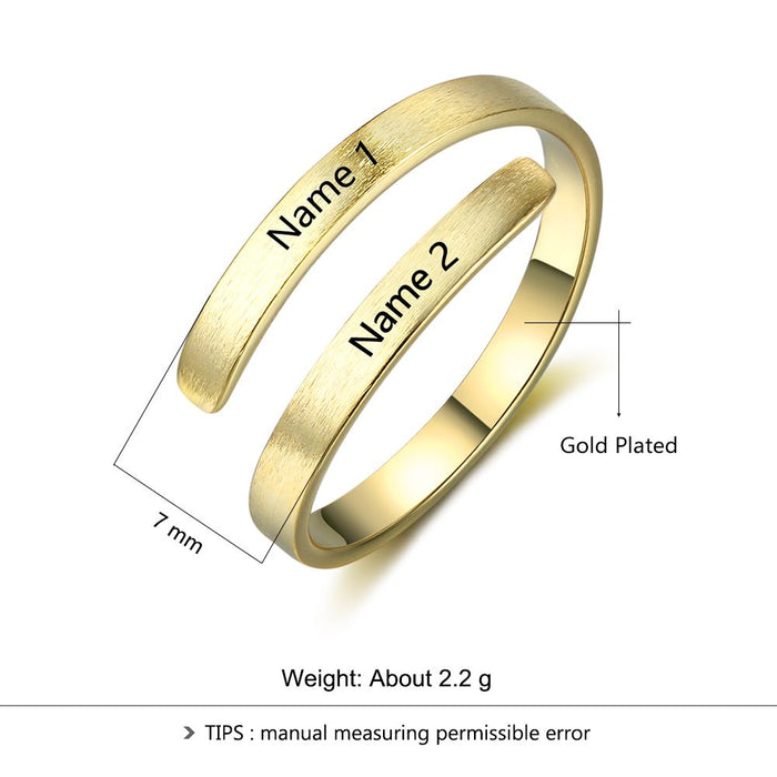Personalized Ring Customize Engraved Names Adjustable Rings for Women Anniversary Jewelry