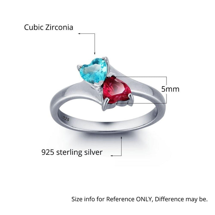 Personalized Infinite Love Promise Ring Double Heart Stone 925 Sterling Silver Jewelry