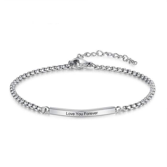 Personalized Engraving Bar Bracelets for Women Custom Name Stainless Steel ID Bracelets & Bangles Simple Jewelry Gift