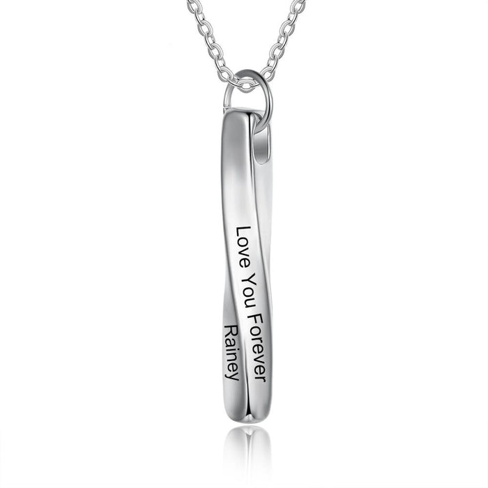 Personalized 4 Sides Engraving Twisted Bar Necklace