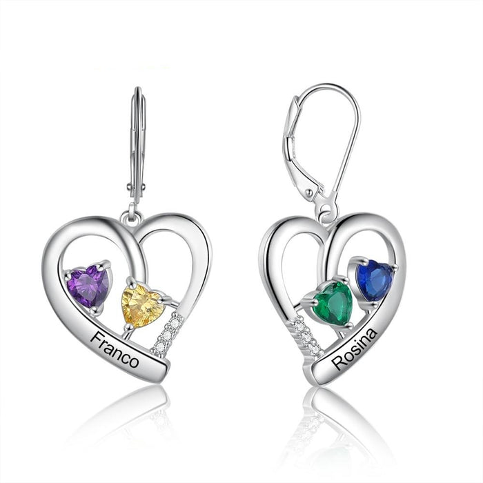 Personalized Engraved Name Heart-Shaped Hoop Earrings for Women