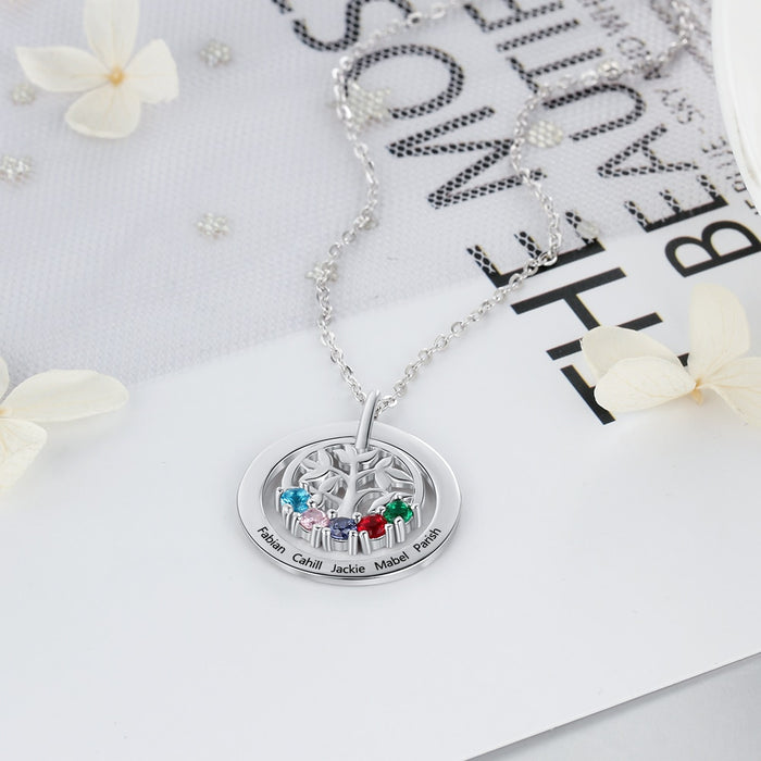 925 Sterling Silver Personalized Family Tree Pendant