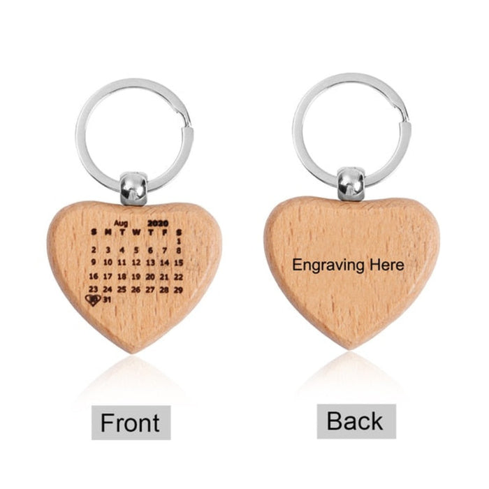 Personalized Engraving Name And Date Wooden Keychains