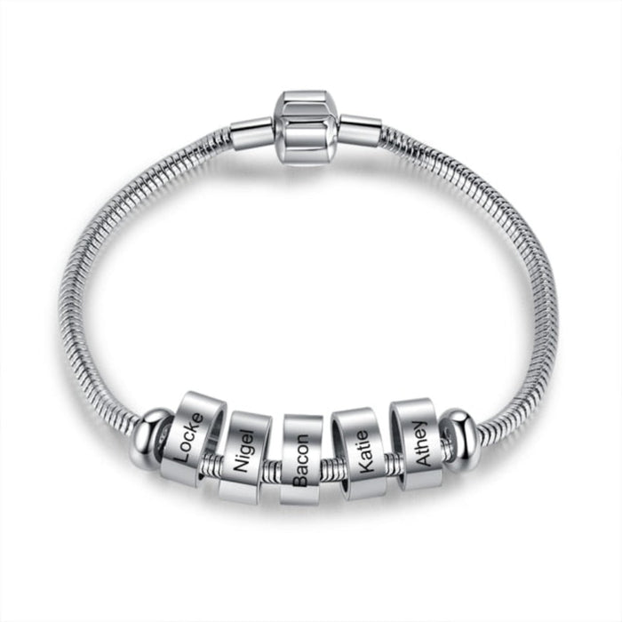 Customized Metallic Style Name Beads Bracelet