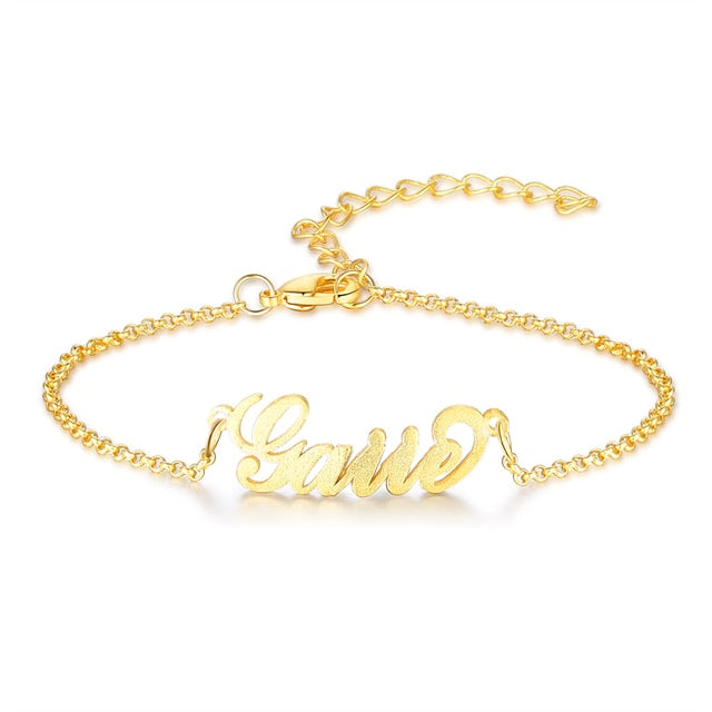 Customized Name Bracelets & Bangles for Women Personalized Letter Nameplate Adjustable Chain Bracelet Gift Jewelry