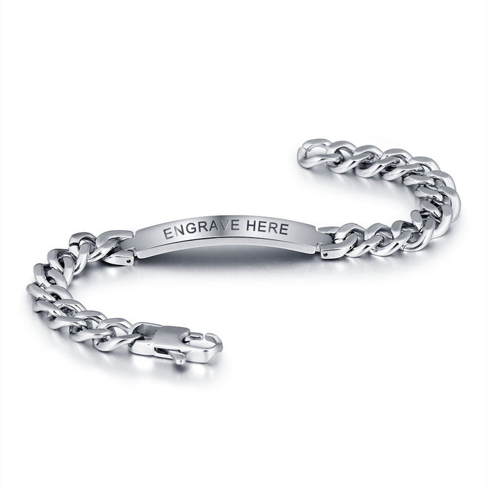 Personalized Engraved Titanium Steel Men Bracelet