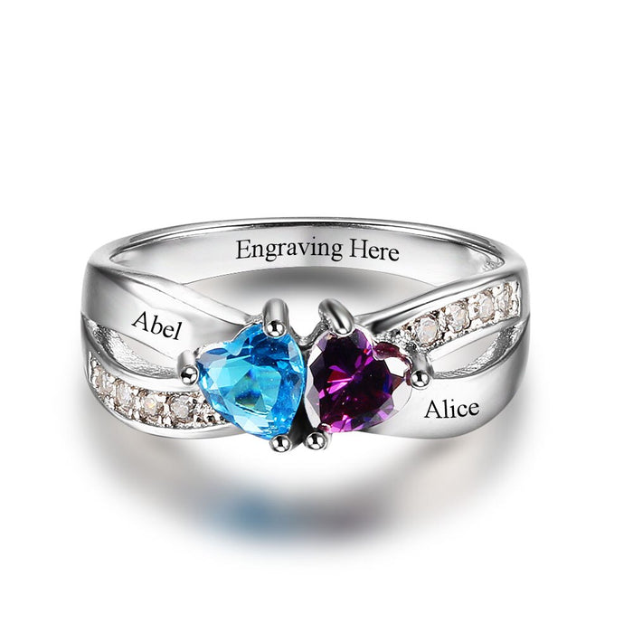 Promise Rings Personalized Jewelry Engrave Name Custom Birthstone Ring 925 Sterling Silver Rings For Women