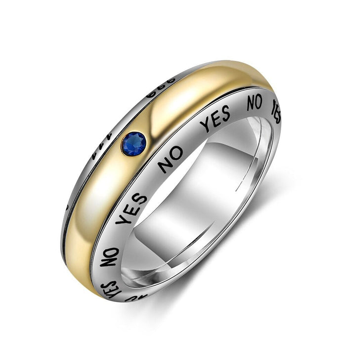 Silver & Gold Color Rotatable Birthstone Ring For Women