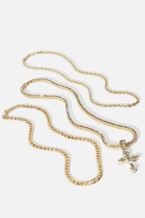 3 Piece Cross Chain Necklace