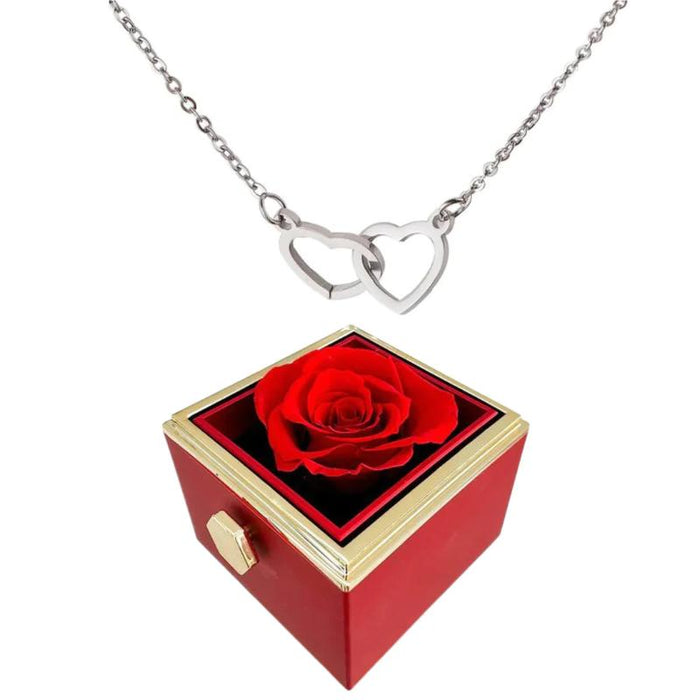 Personalized Design Necklace And Eternal Rose Gift Set