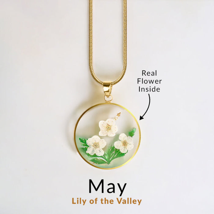 Timeless Pressed Birth Flower Necklace