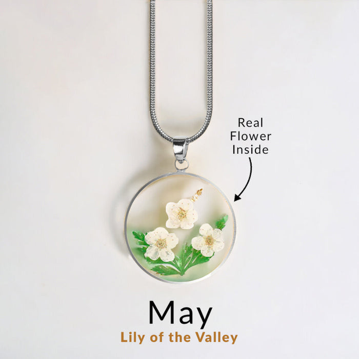 Timeless Pressed Birth Flower Necklace