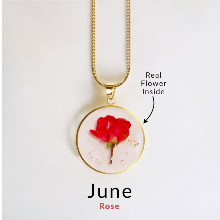 Timeless Pressed Birth Flower Necklace