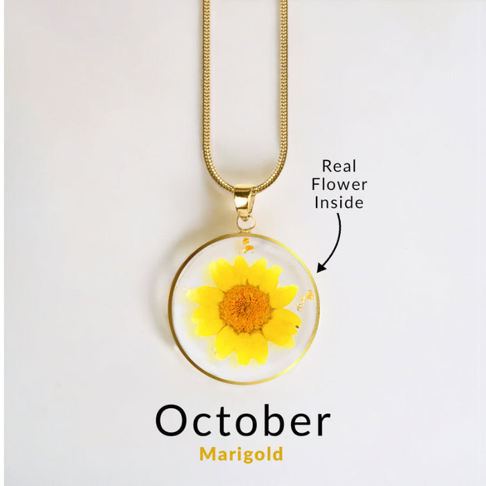 Timeless Pressed Birth Flower Necklace