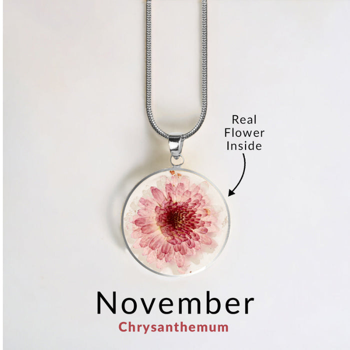 Timeless Pressed Birth Flower Necklace