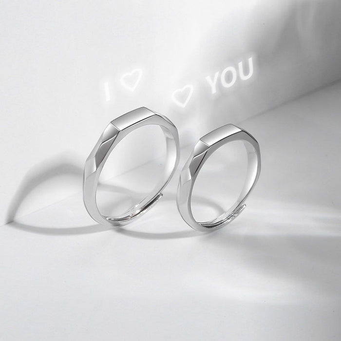 Couple Adjustable Light Sculpted Ring