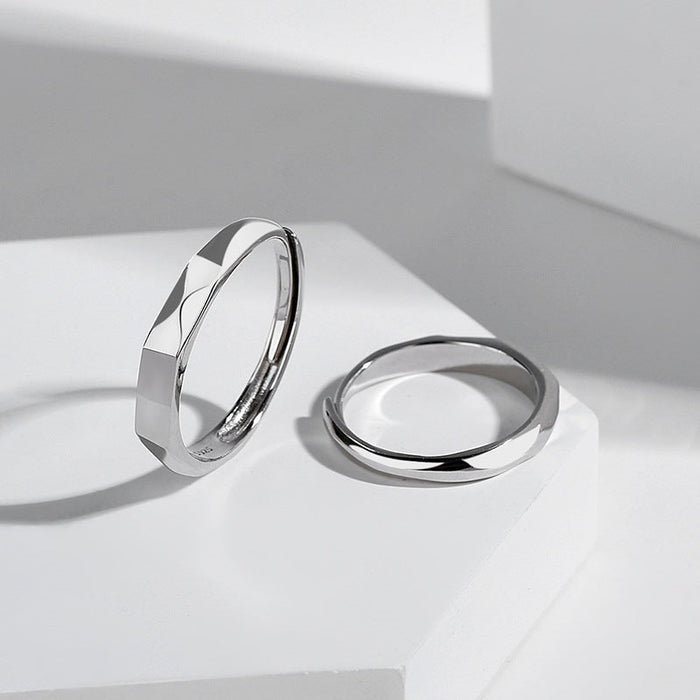 Couple Adjustable Light Sculpted Ring