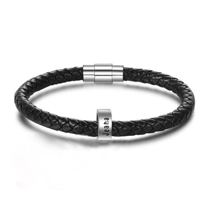Customized 1 Name Black Rope Magnetic Buckle Bracelets