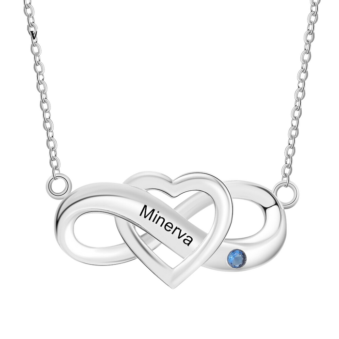 Infinity Love-Heart 1 Name 1 Stone Pendant