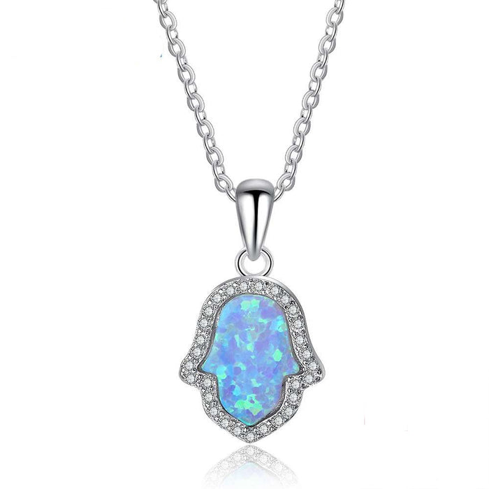 Hand Shape Opal Stone Ocean Style Necklace